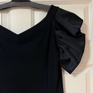 Perfect LBD. Chiara Boni figure flattering satin sleeve, V Neck